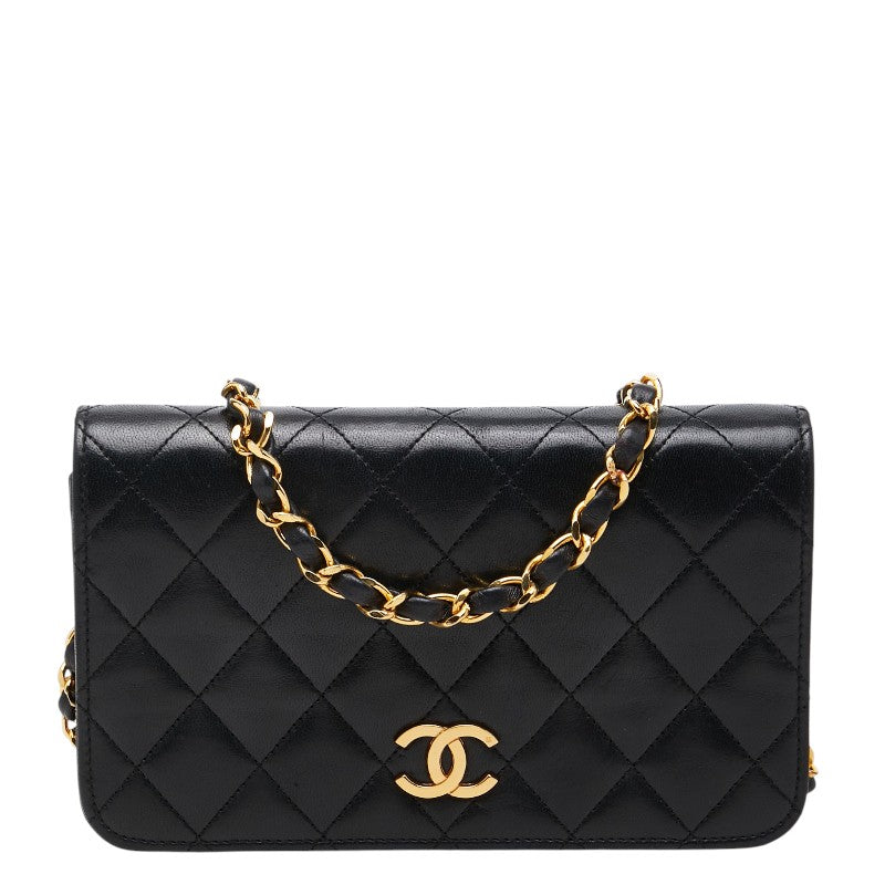 シャネル ココマーク マトラッセ チェーン ショルダーバッグ ブラック ゴールド ラムスキン レディース CHANEL 【中古】