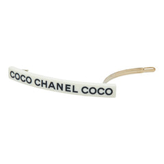 シャネル ロゴ バレッタ ヘアアクセサリー 07P ホワイト ゴールド プラスチック メッキ レディース CHANEL 【中古】