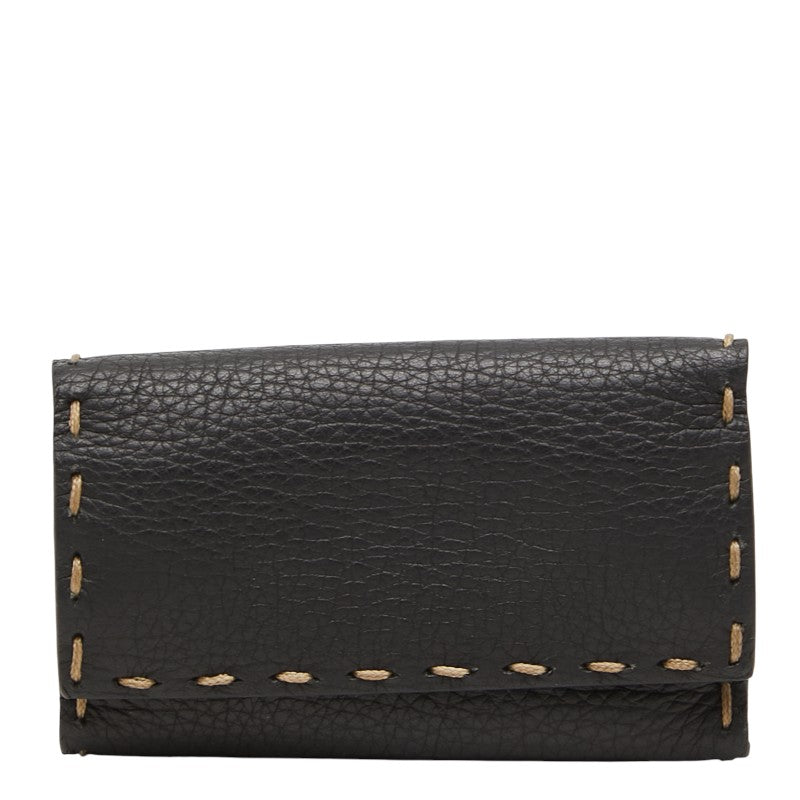 フェンディ セレリア ステッチ 6連 キーケース 8AP016 ブラック レザー レディース FENDI 【中古】