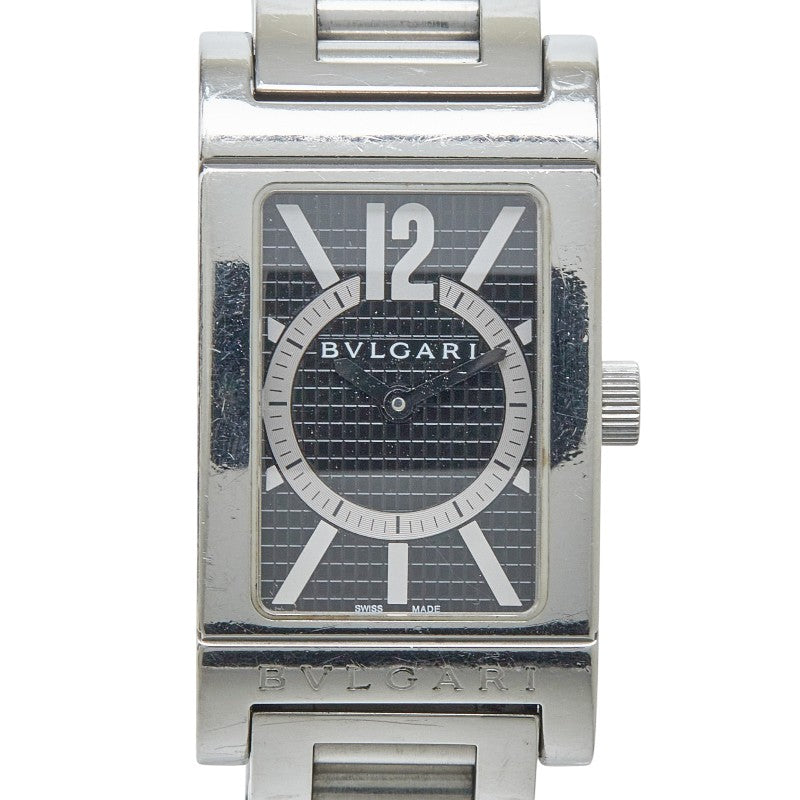 ブルガリ レッタンゴロ 腕時計 RT39S クオーツ ブラック文字盤 ステンレススチール レディース BVLGARI 【中古】
