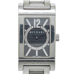 ブルガリ レッタンゴロ 腕時計 RT39S クオーツ ブラック文字盤 ステンレススチール レディース BVLGARI 【中古】
