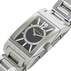ブルガリ レッタンゴロ 腕時計 RT39S クオーツ ブラック文字盤 ステンレススチール レディース BVLGARI 【中古】
