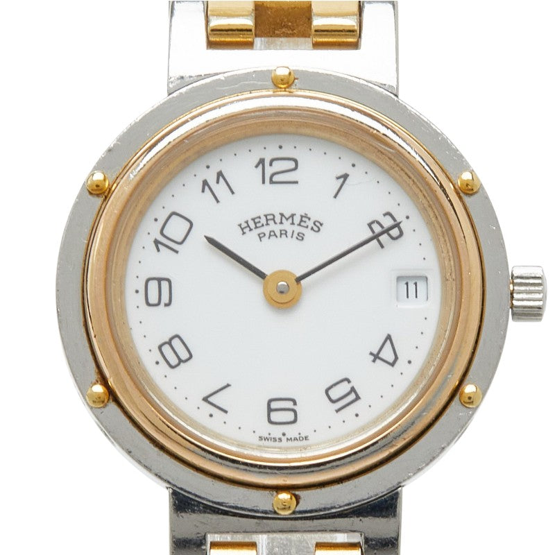 エルメス クリッパー 腕時計 クオーツ ホワイト文字盤 メッキ メタル レディース HERMES 【中古】