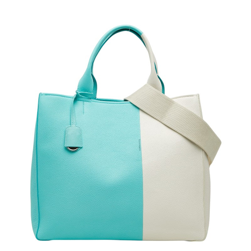 ティファニー バイカラー トートバッグ ショルダーバッグ 2WAY ティファニーブルー ホワイト レザー レディース TIFFANY&Co. 【中古】