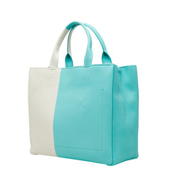 ティファニー バイカラー トートバッグ ショルダーバッグ 2WAY ティファニーブルー ホワイト レザー レディース TIFFANY&Co. 【中古】