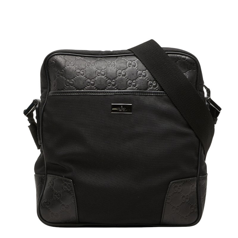 グッチ グッチシマ 斜め掛け ショルダーバッグ 162783 ブラック ナイロン レザー レディース GUCCI 【中古】