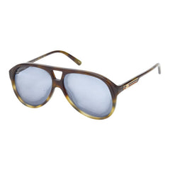 グッチ インターロッキングG ティアドロップ サングラス GG1286S ブラウン ゴールド プラスチック レディース GUCCI 【中古】