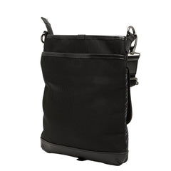 バーバリーブラックレーベル チェック 斜め掛け ショルダーバッグ ブラック グレー レザー ナイロン レディース BURBERRY BLACK LABEL 【中古】