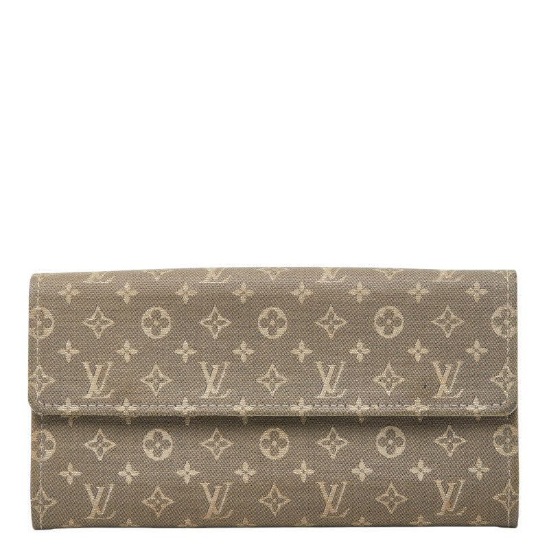 ルイ ヴィトン モノグラム ミニラン ポルトフォイユ サラ 長財布 M95665 グレー キャンバス レザー レディース LOUIS VUITTON 【中古】