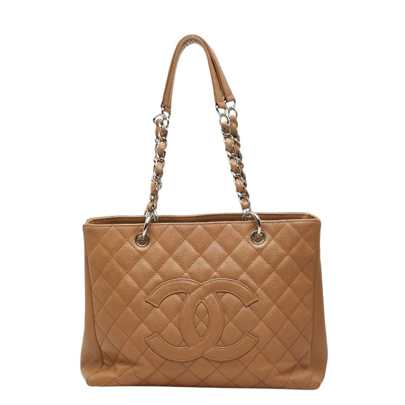 シャネル マトラッセ ココマーク GST チェーン トートバッグ ショルダーバッグ ベージュ系 キャビアスキン レディース CHANEL 【中古】