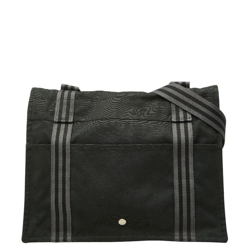 エルメス フールトゥ バサス MM 斜め掛け ショルダーバッグ ブラック グレー キャンバス レディース HERMES 【中古】