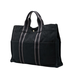 エルメス フールトゥMM トートバッグ ハンドバッグ ブラック グレー キャンバス レディース HERMES 【中古】