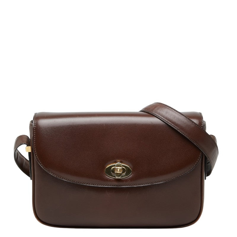 セリーヌ 斜め掛け ショルダーバッグ ブラウン レザー レディース CELINE 【中古】