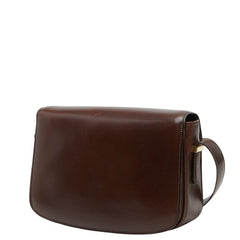 セリーヌ 斜め掛け ショルダーバッグ ブラウン レザー レディース CELINE 【中古】