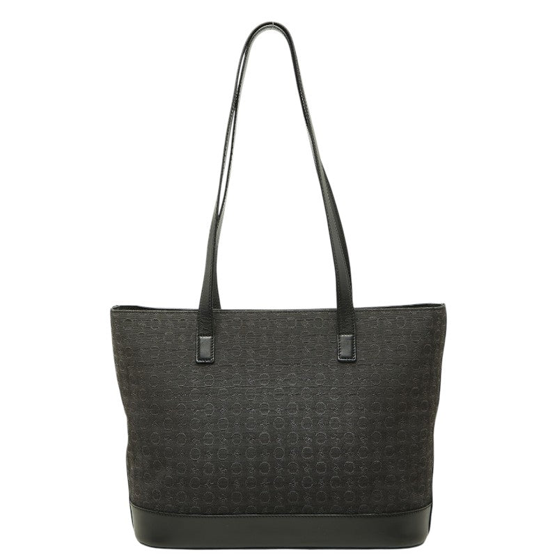 セリーヌ Cマカダム トートバッグ 肩掛け ショルダーバッグ ブラック キャンバス レザー レディース CELINE 【中古】