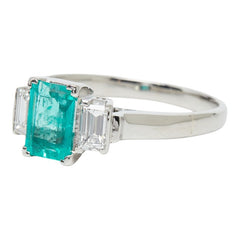 Pt プラチナ エメラルド ダイヤモンド エメラルド0.65ct ダイヤ0.20ct リング 指輪 レディース 9.5号 【中古】