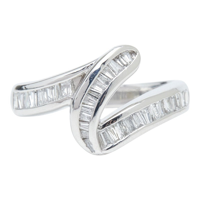 Pt900 プラチナ ダイヤモンド ダイヤ0.58ct デザインリング テーパー バケット リング 指輪 レディース 13号 【中古】
