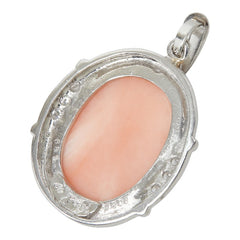 Pt850 プラチナ サンゴ6.81ct ダイヤ0.08ct ペンダントトップ ネックレス レディース 【中古】