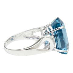 K18WG ホワイトゴールド ブルートパーズ ダイヤモンド ブルートパーズ20.93ct ダイヤ0.09ct リング 指輪 レディース 18号 【中古】