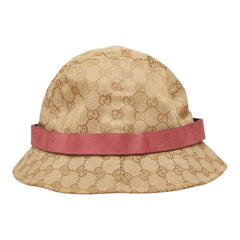 グッチ GGキャンバス バケットハット ハット ベージュ ピンク キャンバス レザー レディース GUCCI 【中古】