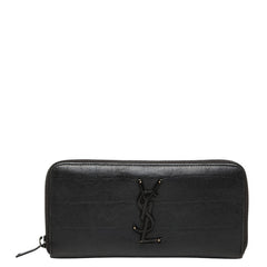 サンローラン YSLロゴ クロコ型押し 長財布 617415 ブラック レザー レディース SAINT LAURENT 【中古】
