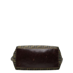フェンディ ズッカ トートバッグ ハンドバッグ カーキ ブラウン キャンバス レザー レディース FENDI 【中古】