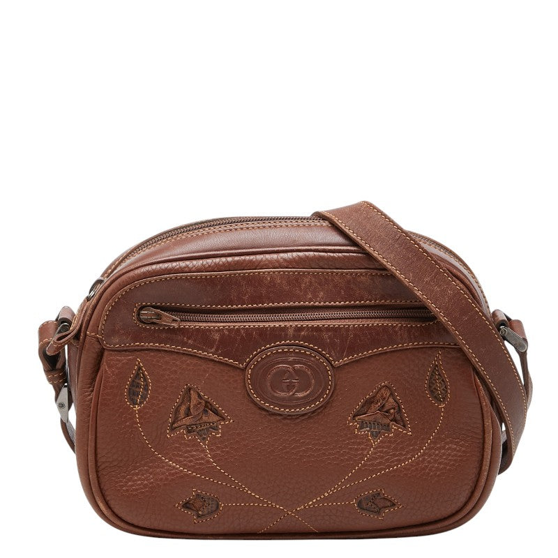 グッチ 斜め掛け ショルダーバッグ ブラウン レザー レディース GUCCI 【中古】