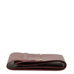カルティエ マストライン 二つ折り財布 ワインレッド ボルドー レザー レディース CARTIER 【中古】