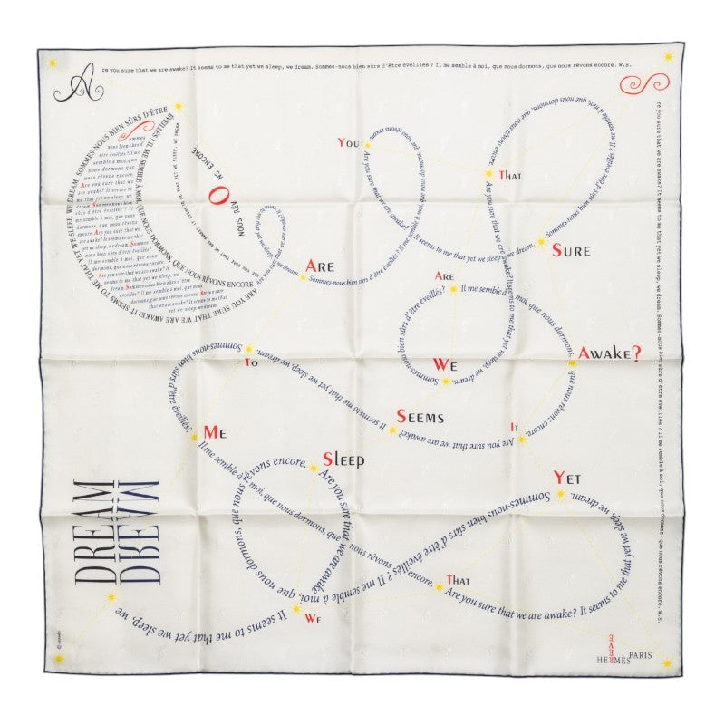 エルメス カレ70 In Pursuit of Dreams 夢を追いかけて スカーフ ホワイト シルク レディース HERMES 【中古】