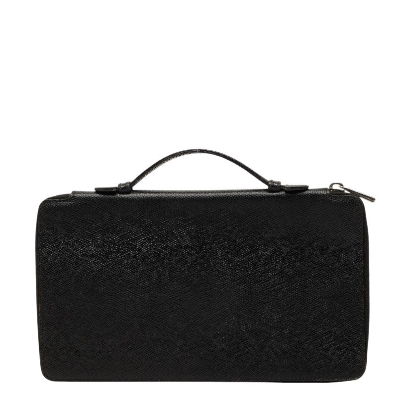 セリーヌ ラウンドファスナー 長財布 セカンドバッグ ブラック PVC レザー メンズ CELINE 【中古】