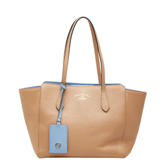 グッチ スウィング バイカラー ショルダーバッグ トートバッグ 354408 ベージュ系 ブルー レザー レディース GUCCI 【中古】