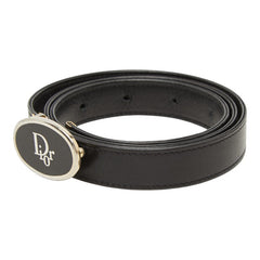 ディオール ロゴ ベルト サイズ 70/28 ブラック レザー レディース Dior 【中古】