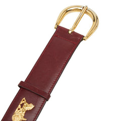 セリーヌ ヴィンテージ 馬車金具 ベルト サイズ 70 ワインレッド ボルドー レザー レディース CELINE 【中古】