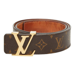 ルイ ヴィトン モノグラム サンチュール ベルト サイズ：85/34 M9608 ブラウン ゴールド PVC レザー メンズ LOUIS VUITTON 【中古】