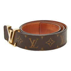 ルイ ヴィトン モノグラム サンチュール ベルト サイズ：85/34 M9608 ブラウン ゴールド PVC レザー メンズ LOUIS VUITTON 【中古】
