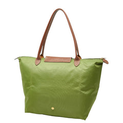 ロンシャン ル プリアージュL トートバッグ ショルダーバッグ グリーン ブラウン ナイロン レザー レディース Longchamp 【中古】