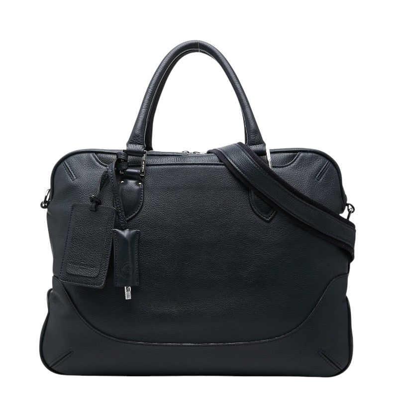 ペッレモルビダ ブリーフケース ビジネスバッグ ショルダー 2WAY ネイビー レザー メンズ PELLE MORBIDA 【中古】