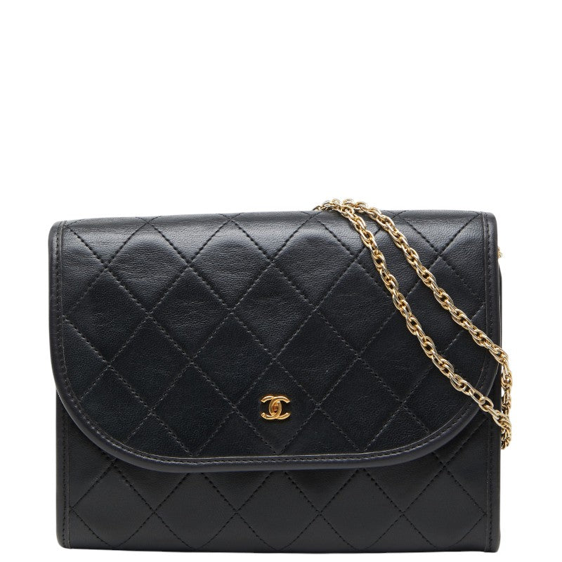 シャネル ココマーク マトラッセ ミニ チェーン ショルダーバッグ ブラック ゴールド ラムスキン メッキ レディース CHANEL 【中古】