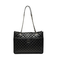 シャネル マトラッセ ココマーク チェーントートバッグ ショルダー ブラック シルバー金具 レザー レディース CHANEL 【中古】