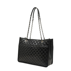 シャネル マトラッセ ココマーク チェーントートバッグ ショルダー ブラック シルバー金具 レザー レディース CHANEL 【中古】