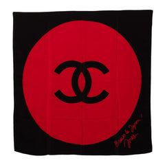 シャネル ココマーク スカーフ ブラック レッド シルク レディース CHANEL 【中古】