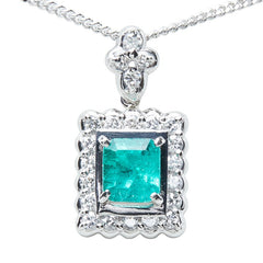 Pt900 プラチナ Pt850 プラチナ エメラルド/ダイヤモンド エメラルド0.77ct ダイヤ0.35ct ペンダント ネックレス レディース 【中古】