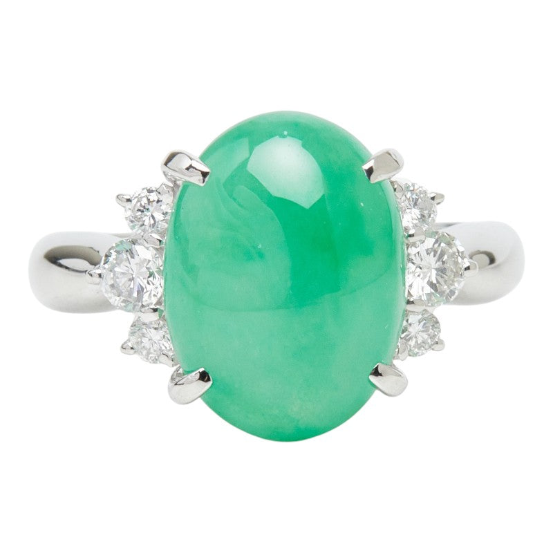 Pt900 プラチナ ヒスイ ダイヤモンド ヒスイ6.32ct ダイヤ0.35ct フラワーモチーフ リング 指輪 レディース 12.5号 【中古】