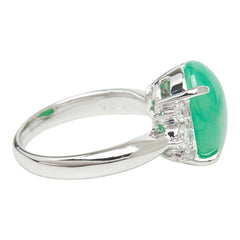 Pt900 プラチナ ヒスイ ダイヤモンド ヒスイ6.32ct ダイヤ0.35ct フラワーモチーフ リング 指輪 レディース 12.5号 【中古】