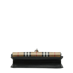 バーバリー ノバチェック 斜め掛け ショルダーバッグ ブラウン ブラック キャンバス レザー レディース BURBERRY 【中古】