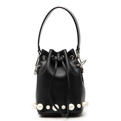 フェンディ ミニ モントレゾール ハンドバッグ 8BS010 ブラック レザー フェイクパール レディース FENDI 【中古】