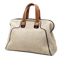フェンディ カメレオン ハンドバッグ 8BL110 ベージュ パイル レザー レディース FENDI 【中古】