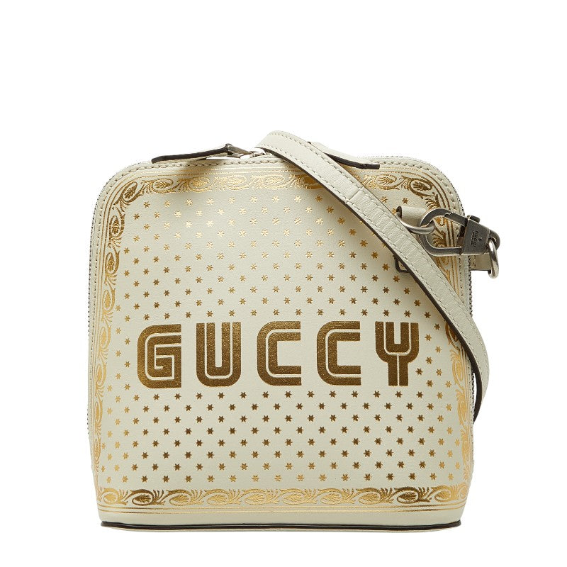 グッチ ×SEGA GUCCY 斜め掛け ショルダーバッグ 511189 オフホワイト ゴールド レザー レディース GUCCI 中古
