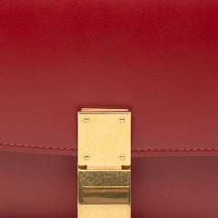 セリーヌ クラシックボックス ショルダーバッグ レッド ゴールド レザー レディース CELINE 【中古】