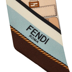 フェンディ ラッピー FFロゴ マバケット プリント スカーフ ベージュ マルチカラー シルク レディース FENDI 【中古】